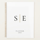 Simple White Black Gold Monogram 2023 Planner (Voorkant)