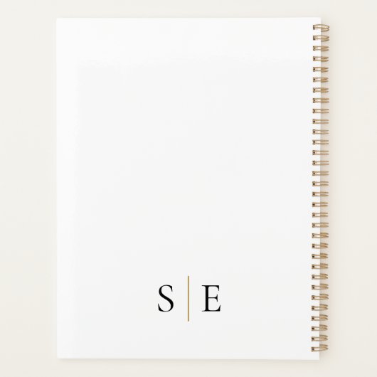 Simple White Black Gold Monogram 2023 Planner (Achterkant)