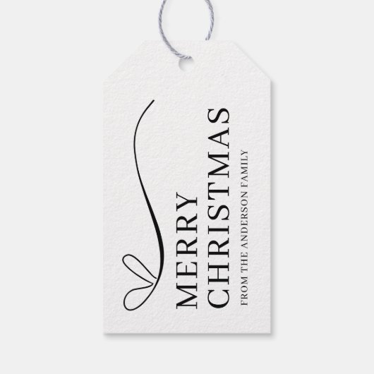 Simple white black modern Merry Christmas  Cadeaulabel (Achterkant)