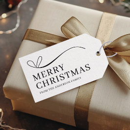 Simple white black modern Merry Christmas  Cadeaulabel