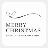 Simple white black modern Merry Christmas Vierkante Sticker (Voorkant)