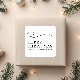 Simple white black modern Merry Christmas Vierkante Sticker