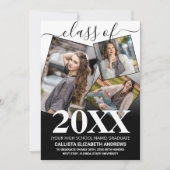 Simple White Black Ombre Afstuderen Foto Collage Aankondiging (Voorkant)