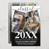 Simple White Black Ombre Afstuderen Foto Collage Aankondiging (Voorkant / Achterkant)