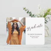 Simple White Black Photo Graduation Aankondiging (Staand voorkant)