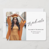 Simple White Black Photo Graduation Aankondiging (Voorkant)