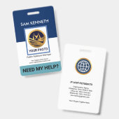 Simple White Blue Layers Sjabloon HR Badge (Voor- en achterkant)