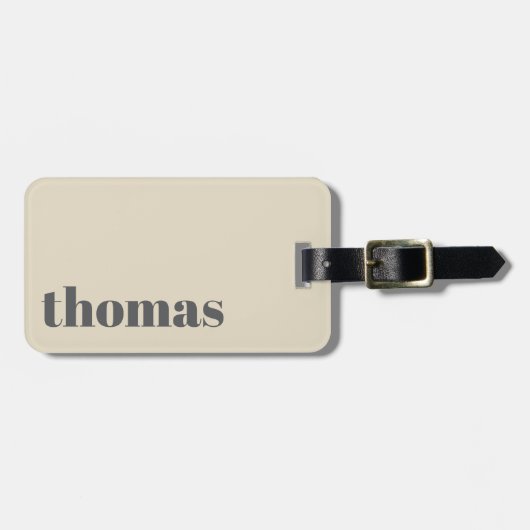 Simple White Bold typography Personalized  Name Bagagelabel (Voorkant horizontaal)
