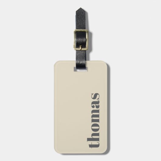 Simple White Bold typography Personalized  Name Bagagelabel (Voorkant verticaal)