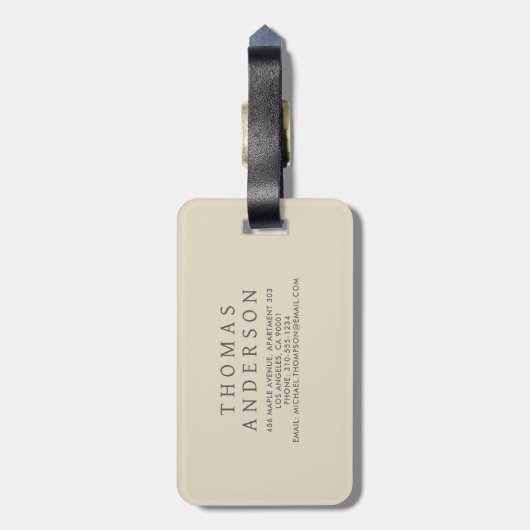 Simple White Bold typography Personalized  Name Bagagelabel (Achterkant verticaal)