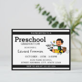 Simple White Boy Preschool Afstuderen Kaart (Staand voorkant)