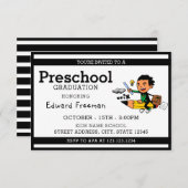 Simple White Boy Preschool Afstuderen Kaart (Voorkant / Achterkant)