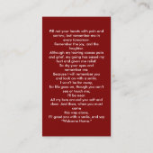 Simple White Cross Red Memorial Prayer Card Visitekaartje (Achterkant)