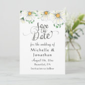 Simple White Daisies Greenery Floral Waterverf Save The Date (Staand voorkant)