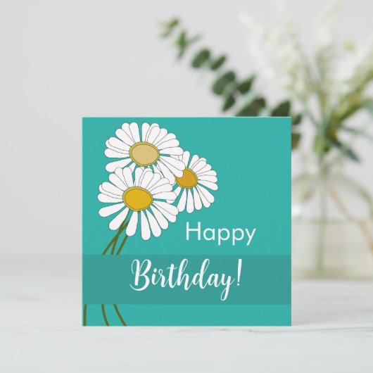 Simple White Daisies Happy Birthday Briefkaart (Staand voorkant)