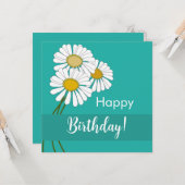 Simple White Daisies Happy Birthday Briefkaart (Voorkant / Achterkant in situ)