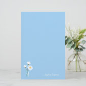 Simple White Daisies Mason Jar Hearts Bouquet Briefpapier (Staand voorkant)