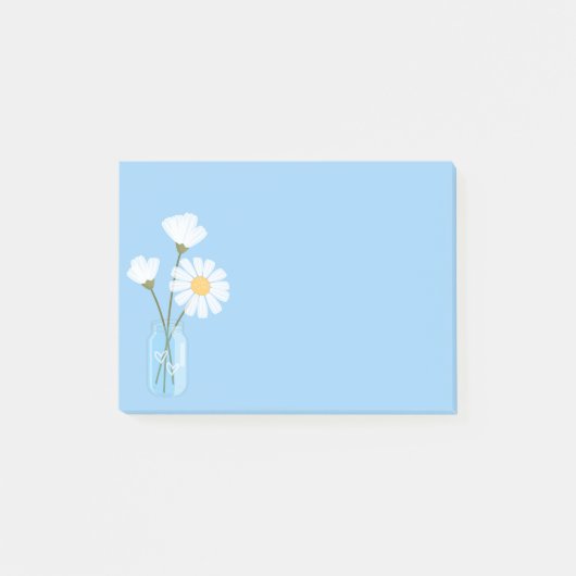 Simple White Daisies Mason Jar Hearts Bouquet Post-it® Notes (Voorkant)