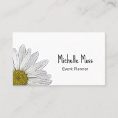 Simple White Daisy Botanical Grey Visitekaartje (Voorkant)