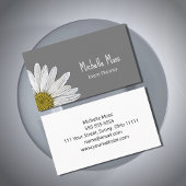 Simple White Daisy Botanical Grey Visitekaartje