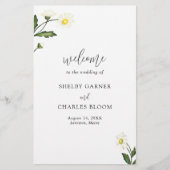 Simple White Daisy Floral Wedding Programme (Voorkant)