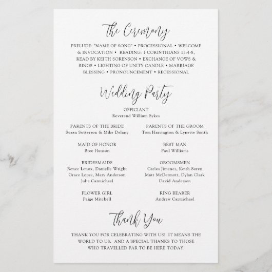 Simple White Daisy Floral Wedding Programme (Achterkant)