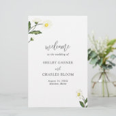 Simple White Daisy Floral Wedding Programme (Staand voorkant)
