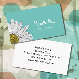Simple White Daisy Trendy Botanical Visitekaartje