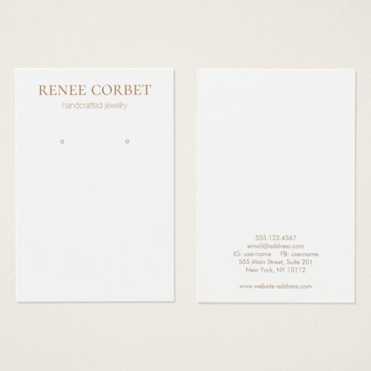 Simple White Earring Display Kaart (Voorkant /achterkant)