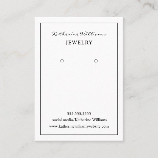Simple White Earring Display Kaart Visitekaartje (Voorkant)