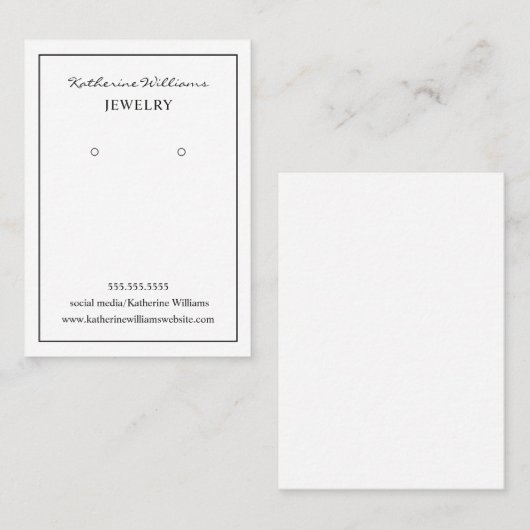 Simple White Earring Display Kaart Visitekaartje (Voorkant / Achterkant)