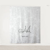 Simple White Elegant Monogram Weddenschap Foto Boo Wandkleed (Voorkant)