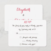 Simple White Elegant Typography Wedding Reply RSVP Kaartje (Voorkant / Achterkant)