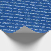 Simple White en Blue Happy Hanukkah Script Cadeaupapier (Hoek)