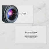 Simple White en Lens Photographer Visitekaartje (Voorkant / Achterkant)