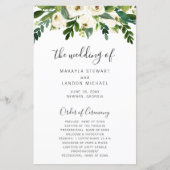 Simple White Floral Elegant Wedding Programme (Voorkant)