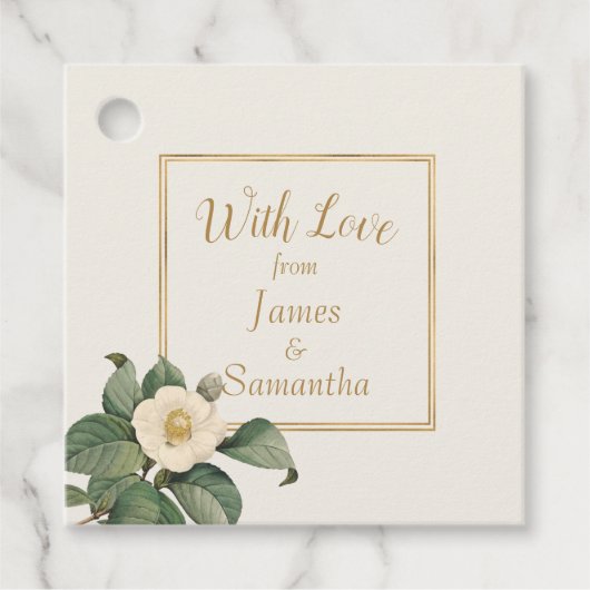 Simple White Floral Illustration | Weddenschap Bedankjes Labels (Voorkant)