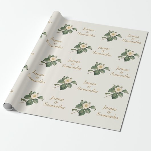 Simple White Floral Illustration | Weddenschap Gif Cadeaupapier (Uitgerold)