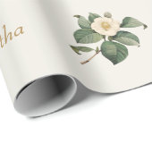 Simple White Floral Illustration | Weddenschap Gif Cadeaupapier (Rol Hoek)