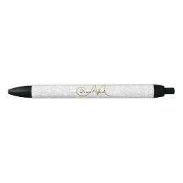 Simple White Gold Black Elegant Weddenschap Monogr Zwarte Inkt Pen