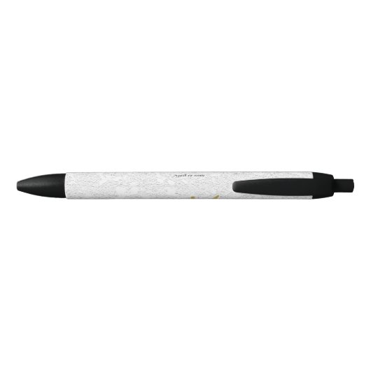 Simple White Gold Black Elegant Weddenschap Monogr Zwarte Inkt Pen (Achterkant)
