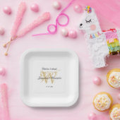 Simple White Gold Chic Wedding Elegant Monogram Papieren Bordje (Feest)