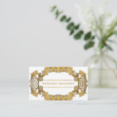 Simple White Gold Ornament Weddenregister Visitekaartje (Staand voorkant)