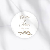 Simple White & Gold Script Wedding Ronde Sticker