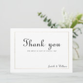 Simple white gold vintage calligraphy Thank You Kaart (Staand voorkant)