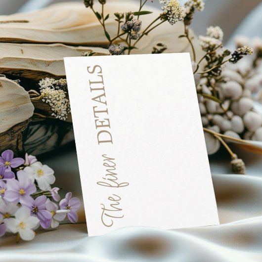 Simple White & Gold Wedding Details Informatiekaartje