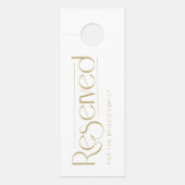 Simple White Gold Wedding Reserved Deurhanger (Voorkant)