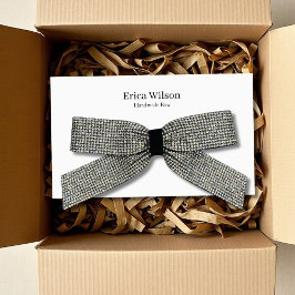 Simple White Hair Bow Clip Barrette Display card Visitekaartje