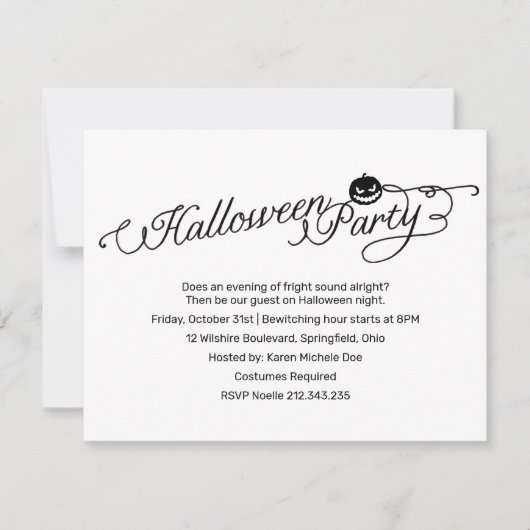 Simple White Halloween Party Costuum Kaart (Voorkant)