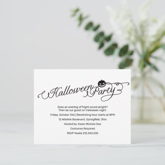 Simple White Halloween Party Costuum Kaart (Staand voorkant)